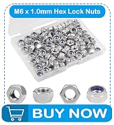 Yinpecly 100PCS M6 Locknuts M6x1.0mm Nylon Insert Hex Lock Nuts 304 Stainless Steel Metric Self-L...