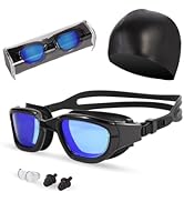 Hurdilen Swim Goggles, Goggles Adult with Swimming Cap, Nose Clip & Ear Plugs, UV Protection Anti...
