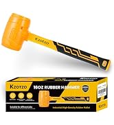 16oz Rubber Mallet Hammer, Fiberglass Handle, Rubber Mallet for Flooring, Tent Stakes, Woodworkin...