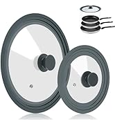 Universal Lid for Pots Pans and Skillets, 2 Pack Pan Cover fit 7", 8" 9" & 10", 11", 12" Diameter...