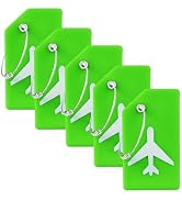 5 Pack Silicone Luggage Tag for Suitcases with Stainless Loop, TSA Approved, Privacy Protection T...