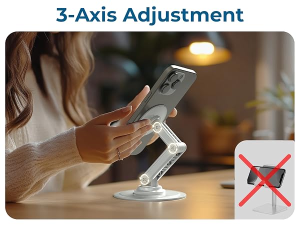 Adjust angles effortlessly with this phone stand magnetic—ideal as an iPhone recording stand.