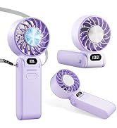 duludulu Portable Handheld Turbo Fan With Ice Cooling, 3-IN-1 Rechargeable Mini Personal Handheld...