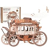 ROKR 3D Wooden Puzzles for Adults-Stagecoach Music Box Kit-DIY Wood Model Kits for Adults-Toy Gif...