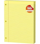 Yellow Loose Leaf Paper 100 Sheets Colored Filler Paper 8 * 10.5 College Ruled Paper 3-Hole Punch...