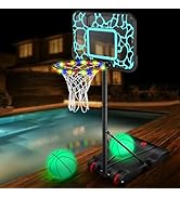 Pool Basketball Hoop 7-Height Adjustable Swimming Pool Basketball - Water Basketball Goals System...