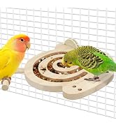 Bird Foraging Toys with Perch, Kiln-Dried Wood Bird Enrichment Toys for Slow Feeder, Parakeet Toy...