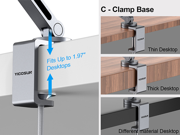 C- Clamp Base Firs Up to 1.97 inch Desktops