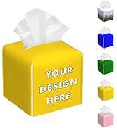 Custom Tissue Box Cover with Photo Text Leather Square Holder Gold Personalized Facial Paper Orga...