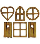 6Pcs Brown Wooden Fairy Garden Door, Blank Door Fairy House Doors and Windows Ornaments Tree Stat...