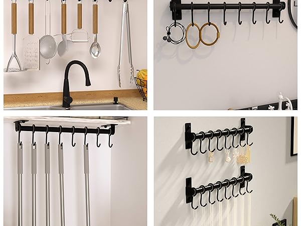 Dseap kitchen utensil rack is perfect for hanging cups, pot, pans and kitchen utensil