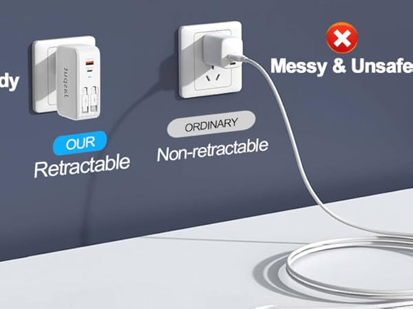 retractable charger wall plug