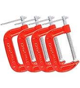 MAXPOWER 4-pieces C Clamps Set, 3-inch C Clamps, Up To 3-Inch Jaw Opening, 2-Inch Throat Depth