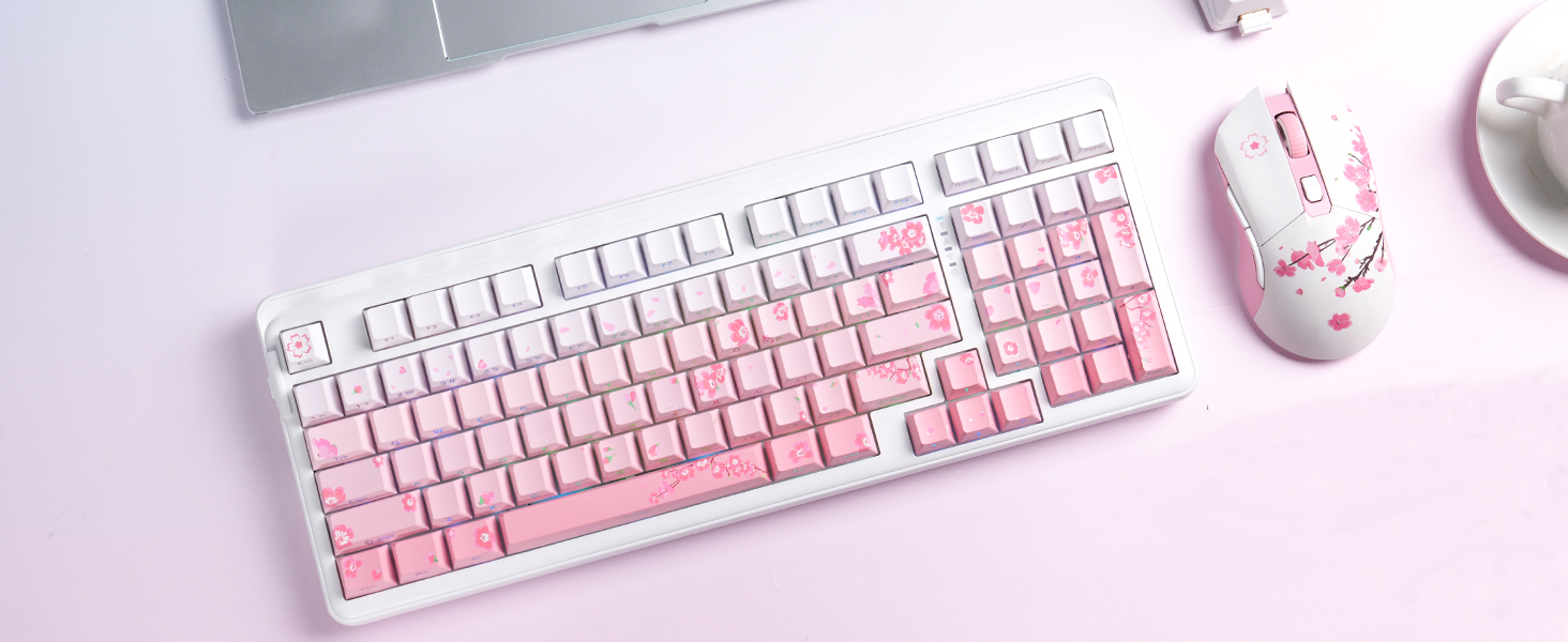 Sakura Pink gaming keyboard and mouse combo