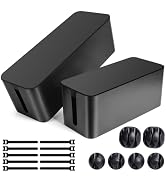 Cable Management Box, 2 Pack Large & Medium Cable Organizer Box with 17 PCS Cable Management Set,...