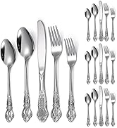A · HOUSEWARE Retro Royal Silverware Silver Flatware Set for 4 Stainless Stainless Forks Spoons K...