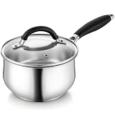 TeamFar Sauce Pan, 2 Quart Stainless Steel Saucepan with Lid | Small Sauce Pot with Triply Base F...