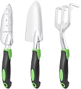 Garden Tools Set, 3 Pack Heavy Duty Gardening Tools Set Include Garden Shovel, Transplant Trowel ...