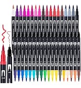 Collection of colorful marker pens arranged in a row, showing various colors including pink, red, blue, black and other vibrant shades. Multiple sets of markers displayed.