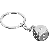 Galepromot Silver Creative Metal Six-sided Dice Car Keychain Alloy Key Ring Pendant Decor Gift,Ke...