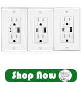GREENCYCLE 4.2A High-Powered USB Ports Type C/A Wall Outlet Charger Socket 15A TR Duplex Receptac...