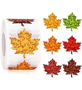 Alynta Fall Thanksgiving Maple Leaf Stickers 1000Pcs 1.5 Inch Holographic | 2 Rolls Autumn Label ...