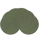 SHACOS Round Placemats Set of 6 Washable 15 inch Round Table Mats Cotton Polyester Woven Braided ...