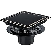 SaniteModar Shower Drain, 6 inch Shower Floor Square Drain with Flange, 2 in 1 Panel SUS 304 Stai...