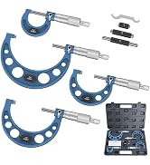 HDLNKAK Outside Micrometer Set, 0-4" Machinist Micrometer, 4 Pcs Machinist Tool Set, 0.0001" Grad...