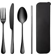Portable Utensils Set with Case,Reusable Office Flatware Set,Healthy Travel Cutlery Set 4 PCs Sta...