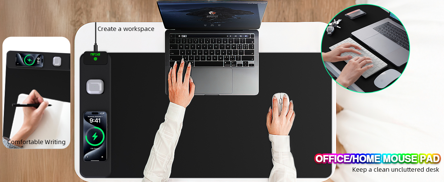 magnetic wireless charging mouse pad for desk