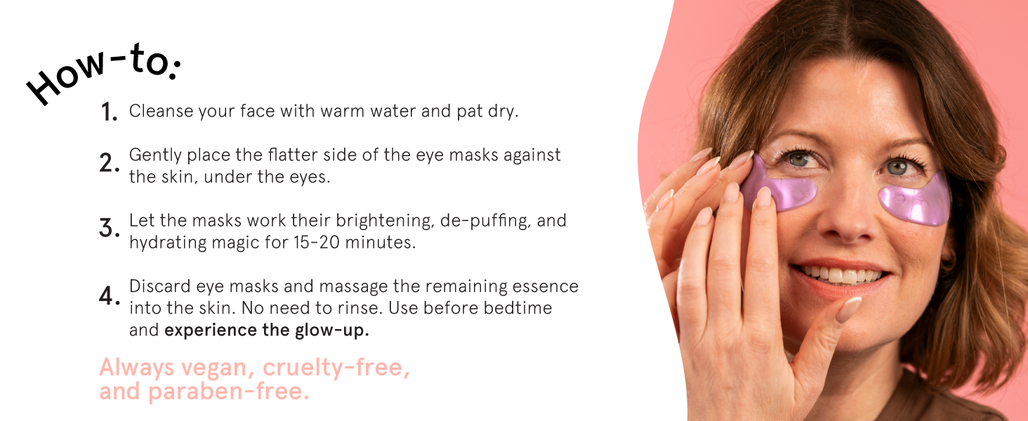 How to use our revitalizing 24k gold eye mask under eye patches for for dark circles and puffiness