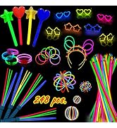 Glow Sticks Party Pack - 248 PCS That Includes, 100 Pcs 8 Inch Glow sticks,6 Pcs Ultra-Bright Glo...