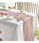 IVAPUPU 2 Pcs Cheesecloth Table Runner - 10ft Dusty Pink Boho Gauze Cheese Cloth Table Runner for...