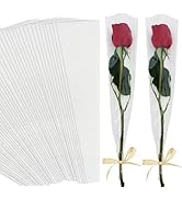 BEISHIDA 100 PCS Single Rose Sleeve Bouquet Bags Plastic Single Flower Wrapping Rose Packaging Fo...