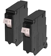 15 Amp 1-Pole Circuit Breaker, Type 3/4-Inch Plug-On Molded Case Circuit Breaker, 120/240V, Therm...