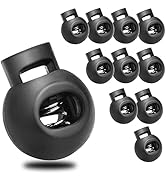 50Pack Plastic Round Cord Lock, Spring Toggle Stopper for Paracord Elastic Shoeslace Drawstring C...