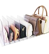 PHOJEWI Purse Organizer for Closet, Adjustable Clear Shelf Dividers for Closet Organization Plast...