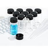 ETTSNU 20ml Clear Glass Vials with Screw Caps and plastic Stoppers,Small Lab Sample Vials with Li...