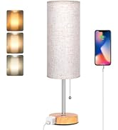 Dott Arts 18" Table Lamp for Bedroom, 3-Color Bedside Lamps with Pull Chain, Bedroom Table Lamps ...