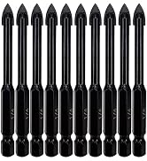 Hymnorq 1/4 Inch Glass and Tile Drill Bit 10pc Set, YG6X Tungsten Carbide Tipped Spear Cutter, 1/...