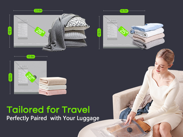 Vacuum Bags for Travel with Pump Carry-on Size Compression Packing