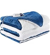 STHYTON Electric Heated Blanket Throw 50"x60" - Soft Cozy Flannel & Sherpa Fabric Dual-Sided, 9 H...