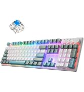iRocks K74R Wireless RGB Mechanical Keyboard, Hot-Swappable Blue Switches | Illuminated Floating ...