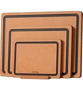 Kikcoin Wood Cutting Board Set of 3, Cutting Boards for Kitchen with Holder Dishwasher Safe Non-s...