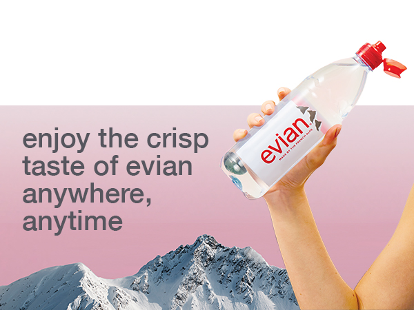 evian, bottled water, spring water, water bottle