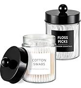 Amolliar 2 Pack Qtips Dispenser Holder - Bathroom Countertop Storage Organizer Containers - Glass...