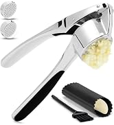 Professional Garlic Mincer Tool - Easy-Squeeze, Easy-Clean with Soft, Ergonomic Handle - Silicone...