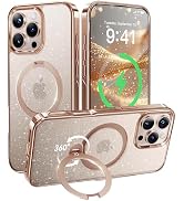 CASEKOO Glitter 360° Spin Built-in Magnetic Stand for iPhone 16 Pro Case, Fit for MagSafe, 16FT D...