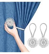 Magnetic Curtain Tiebacks, Aimou Crystal Curtain Holdbacks Decorative No Drilling Window Holders,...